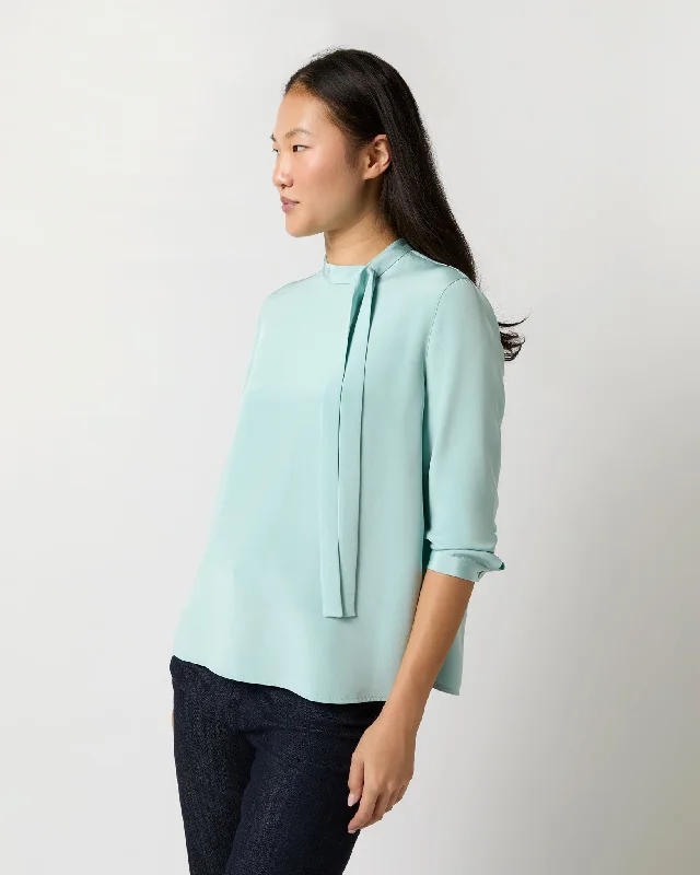 Pippa Top in Mist Silk Crepe de Chine