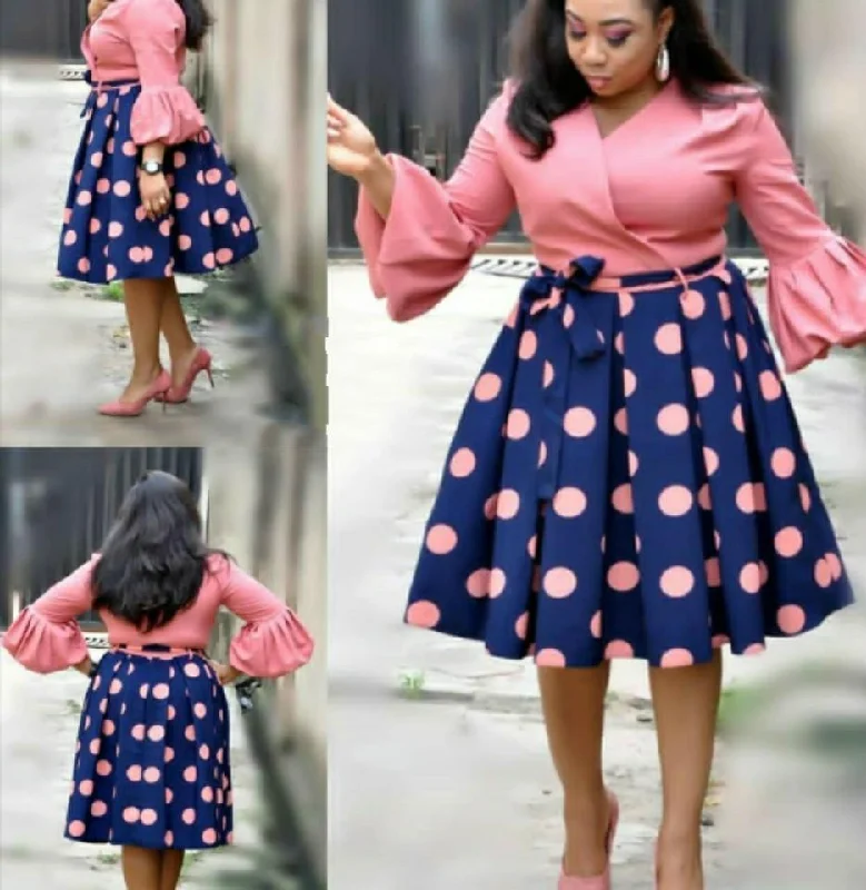 Flared Sleeves Polka Dots Dress