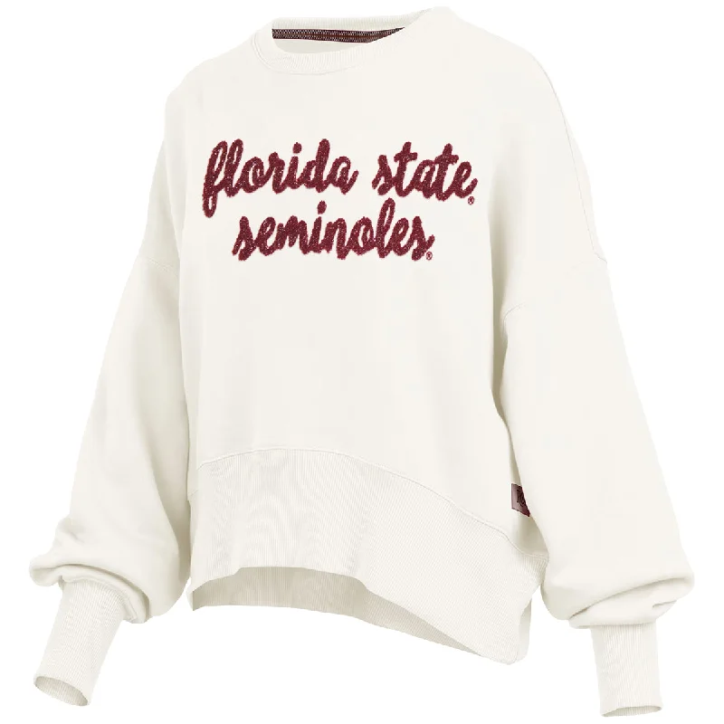 Pressbox Women's Florida State Seminoles Dolman Crew Fleece - Ivory