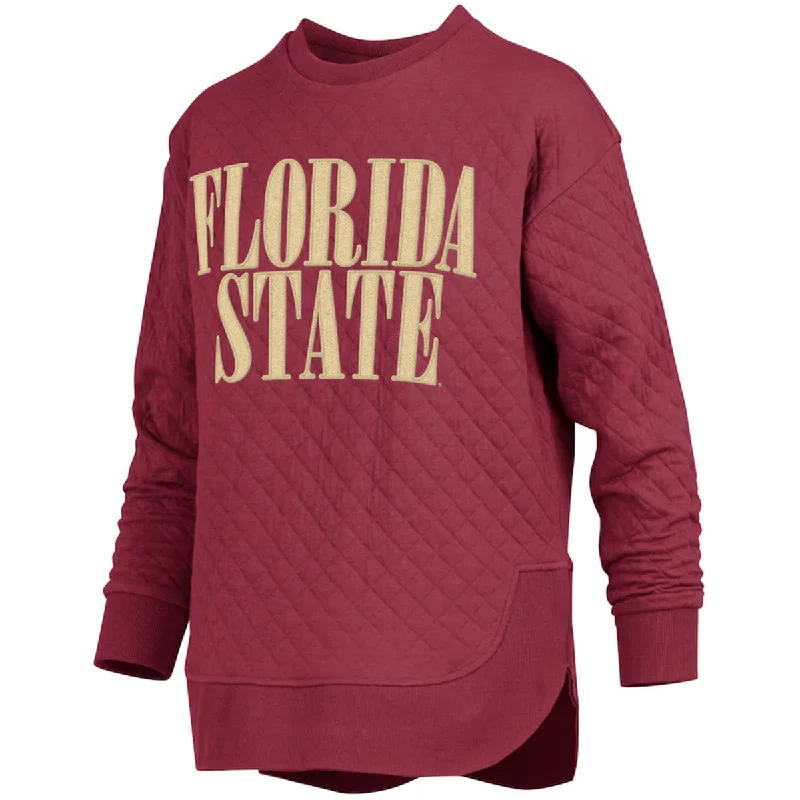 Pressbox Women's Florida State Quilted Crew Fleece - Garnet