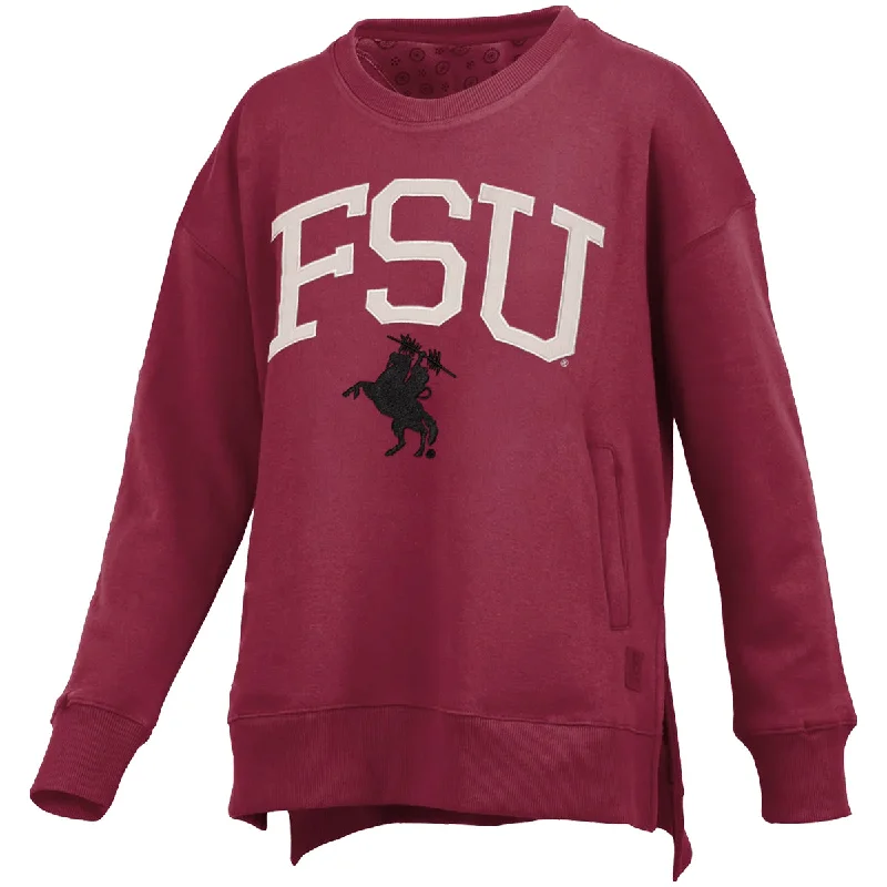 Pressbox Women's FSU Unconquered Silhouette Side Pocket Crew Fleece - Garnet