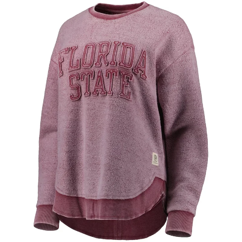 Pressbox Women's Florida State Vintage Reverse Fleece Crew - Garnet