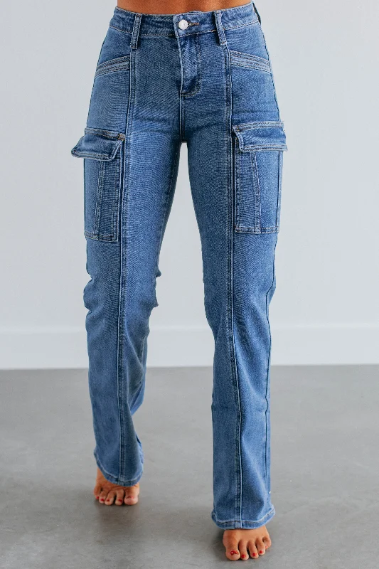 Lexi Risen Cargo Jeans - Medium Wash