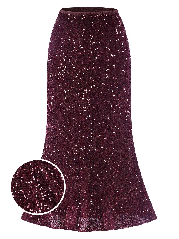 1930s Velvet Sequined Mermaid Skirt