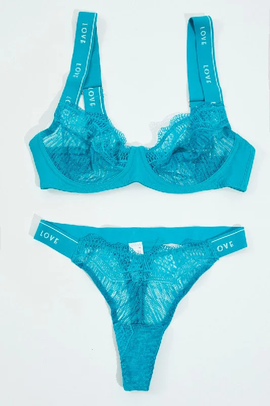 Blue Lace Lingerie Set