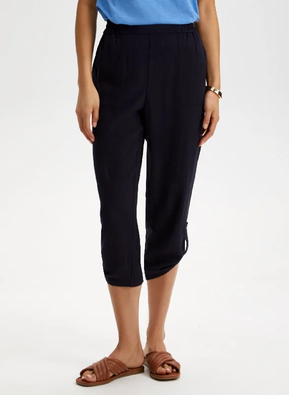 Linen Blend Pull-On Capris