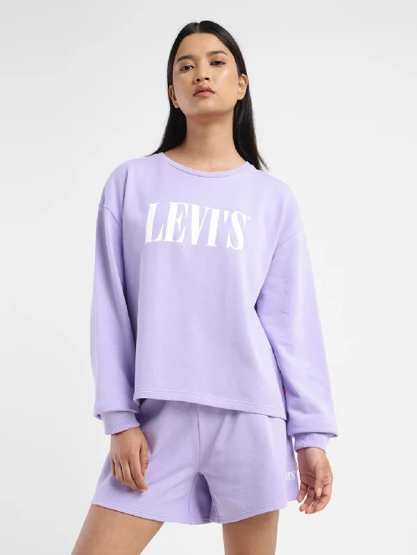 Women's Brand Logo Lilac Crew Neck Sweatshirt